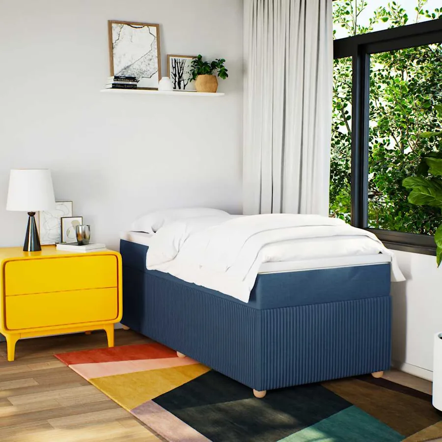 Sommier à lattes de lit avec matelas Bleu 80x200 cm Tissu - 3