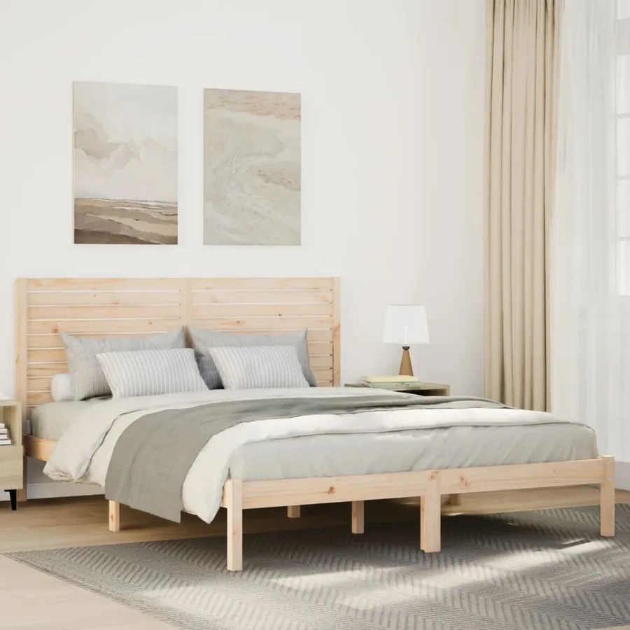 Cadre de lit extra long sans matelas 140x220 cm bois massif