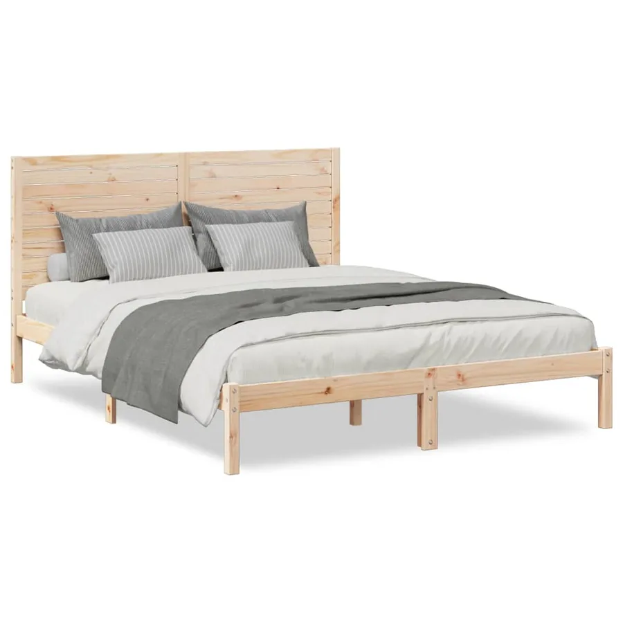 Cadre de lit extra long sans matelas 140x220 cm bois massif - 2
