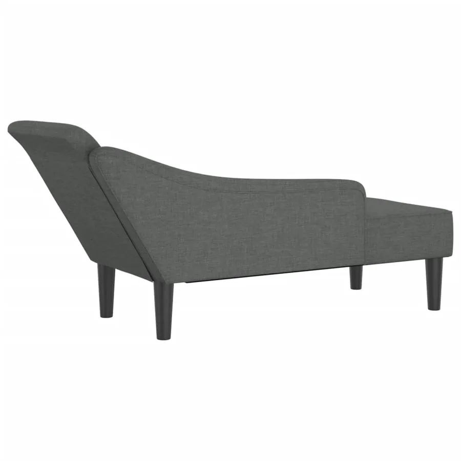 Chaise longue avec coussins gris foncé tissu - 5