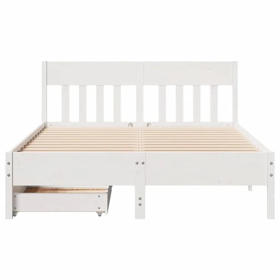 Cadre de lit sans matelas blanc 140x200 cm bois de pin massif - 4