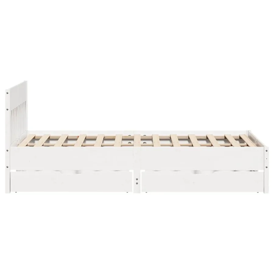 Cadre de lit sans matelas blanc 140x200 cm bois de pin massif - 7
