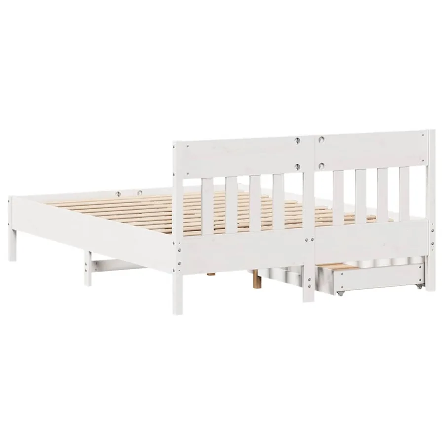 Cadre de lit sans matelas blanc 140x200 cm bois de pin massif - 8
