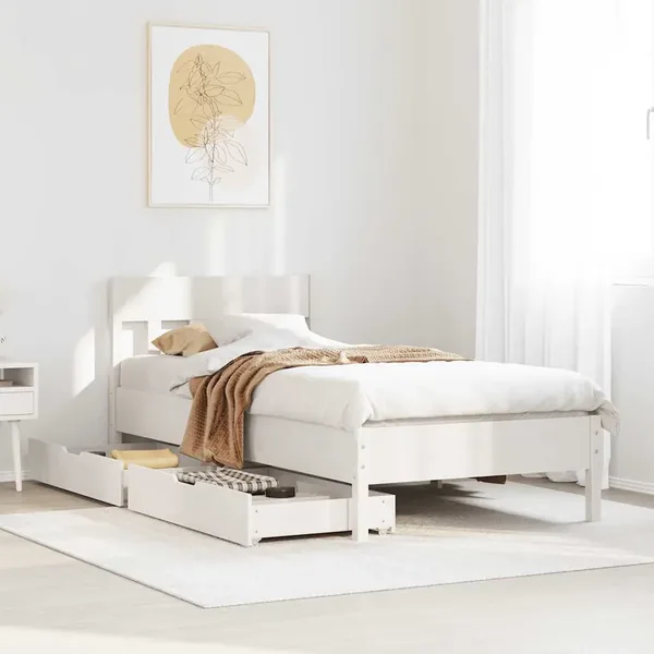 Cadre de lit sans matelas blanc 100x200 cm bois de pin massif