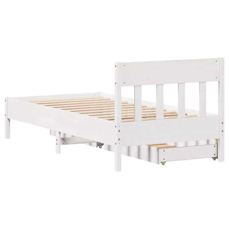 Cadre de lit sans matelas blanc 100x200 cm bois de pin massif - 8