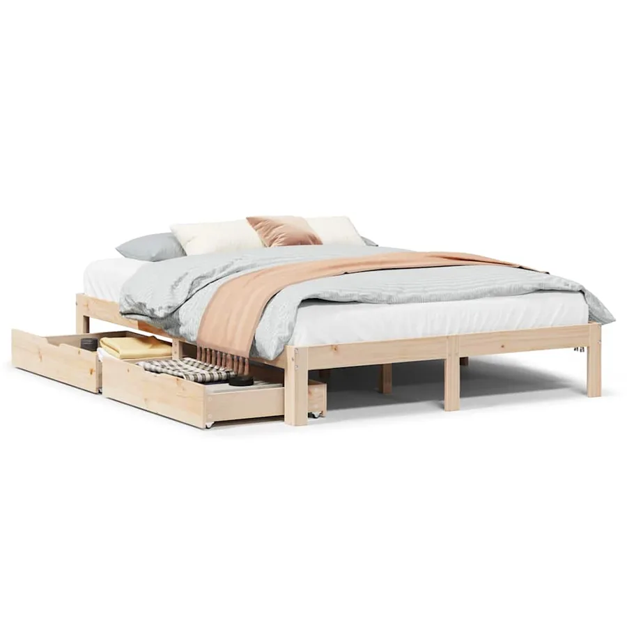 Cadre de lit avec tiroirs sans matelas 120x190 cm - 2