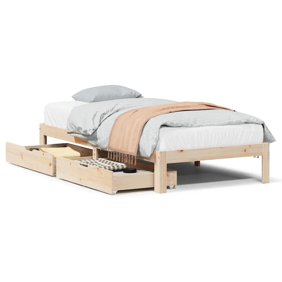 Cadre de lit avec tiroirs sans matelas 90x190 cm - 2