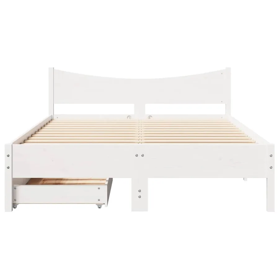 Cadre de lit avec tiroirs blanc 150x200 cm bois de pin massif - 4
