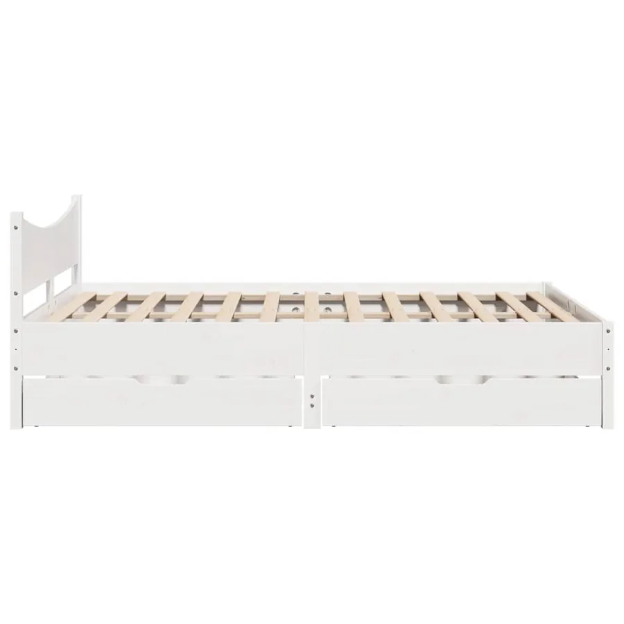 Cadre de lit avec tiroirs blanc 150x200 cm bois de pin massif - 7
