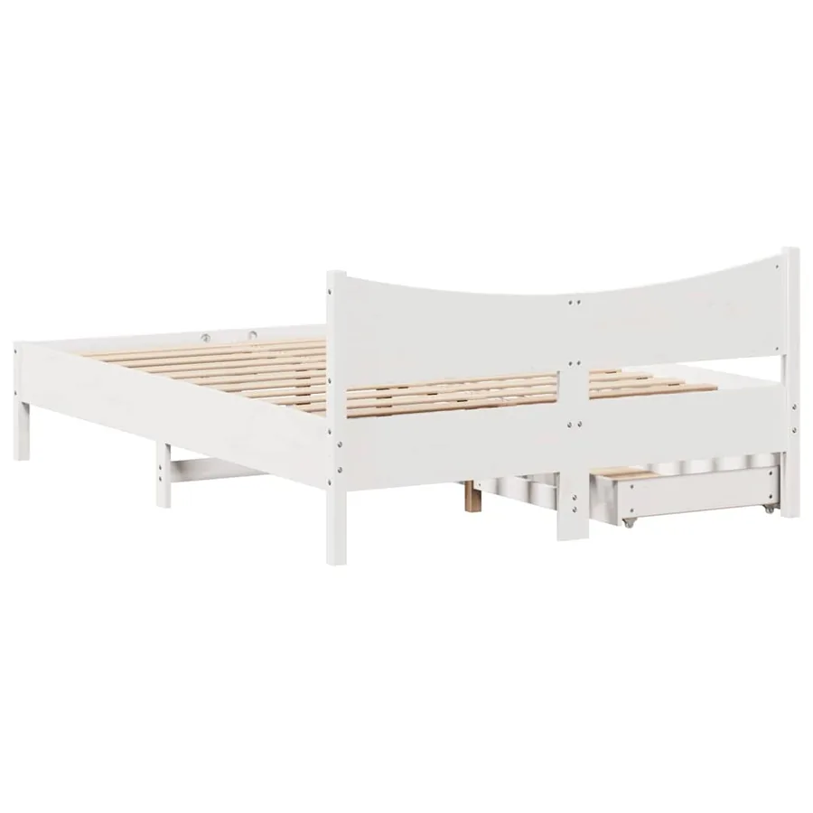 Cadre de lit avec tiroirs blanc 150x200 cm bois de pin massif - 8