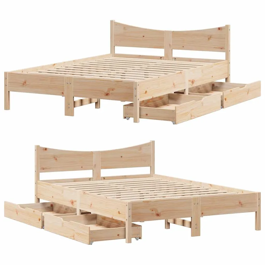 Cadre de lit avec tiroirs 120x200 cm bois de pin massif - 9