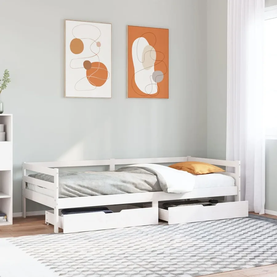 Lit de jour avec tiroirs sans matelas 90x200 cm bois massif