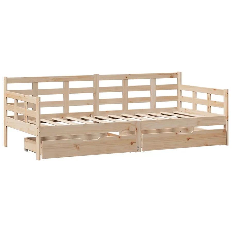 Lit de jour avec tiroirs sans matelas 80x200 cm bois massif - 3