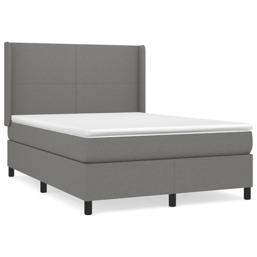 Sommier à lattes de lit avec matelas Gris foncé 140x190cm Tissu - 2