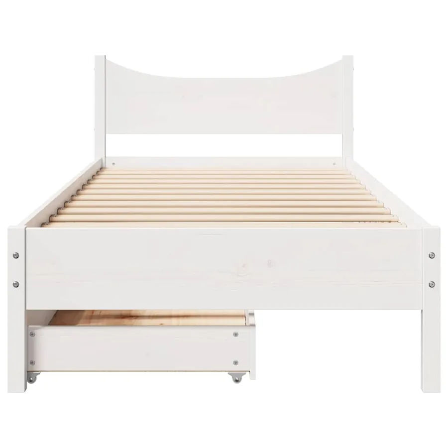 Cadre de lit avec tiroirs blanc 90x200 cm bois de pin massif - 4