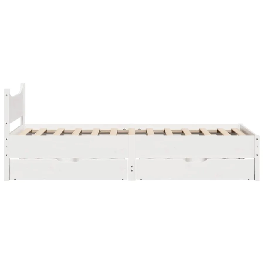 Cadre de lit avec tiroirs blanc 90x200 cm bois de pin massif - 7