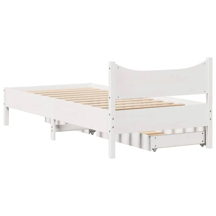 Cadre de lit avec tiroirs blanc 90x200 cm bois de pin massif - 8