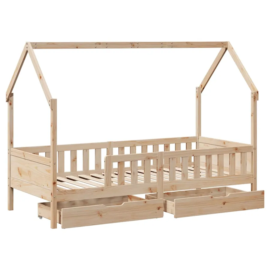 Cadre de lit enfants avec tiroirs sans matelas 90x200 cm bois - 9