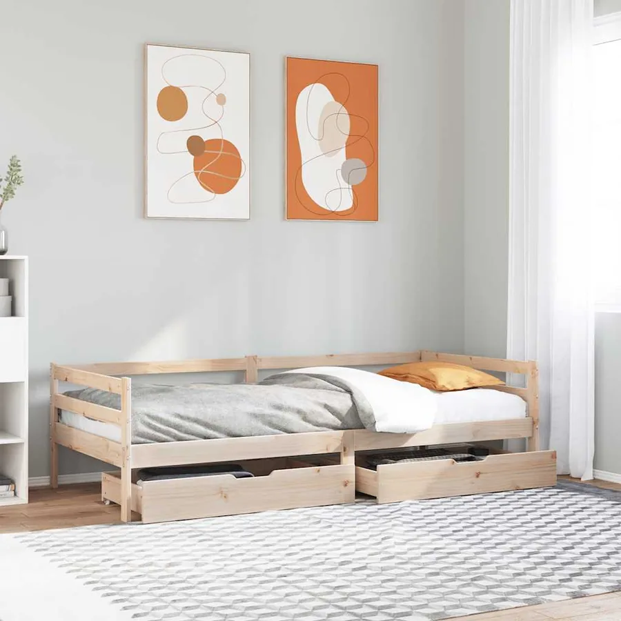 Lit de jour avec tiroirs sans matelas 90x200 cm bois massif