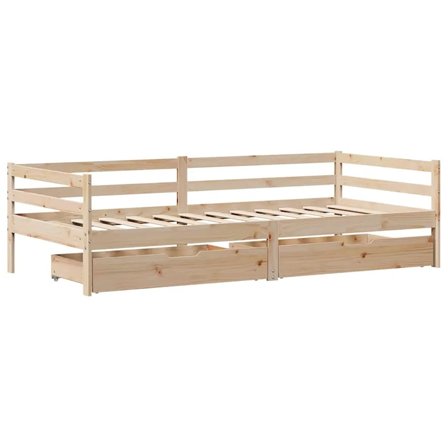 Lit de jour avec tiroirs sans matelas 90x200 cm bois massif - 3
