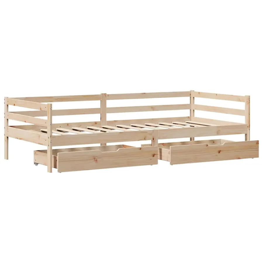 Lit de jour avec tiroirs sans matelas 90x200 cm bois massif - 9