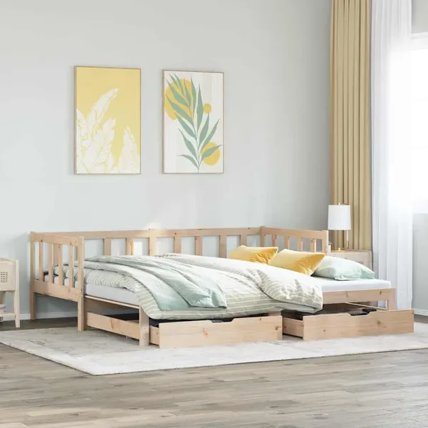 Lit de jour avec gigogne et tiroirs sans matelas 90x200 cm