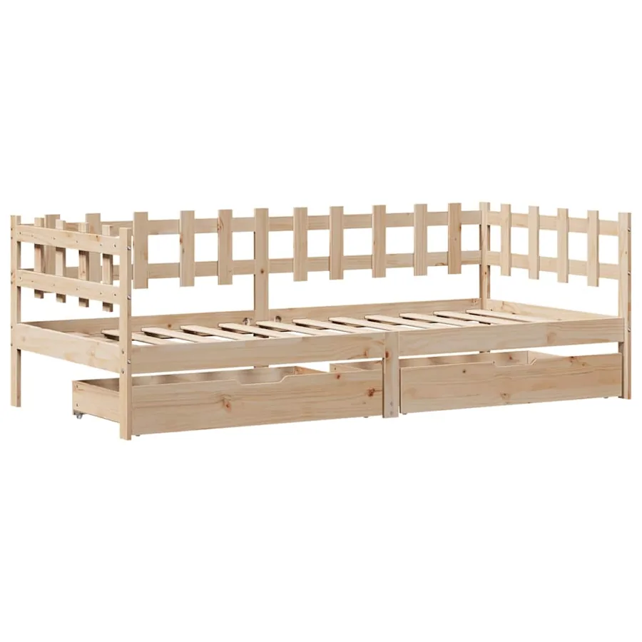 Lit de jour avec tiroirs sans matelas 90x200 cm bois massif - 3