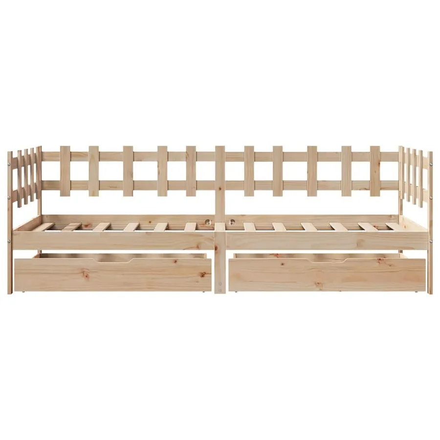 Lit de jour avec tiroirs sans matelas 90x200 cm bois massif - 4