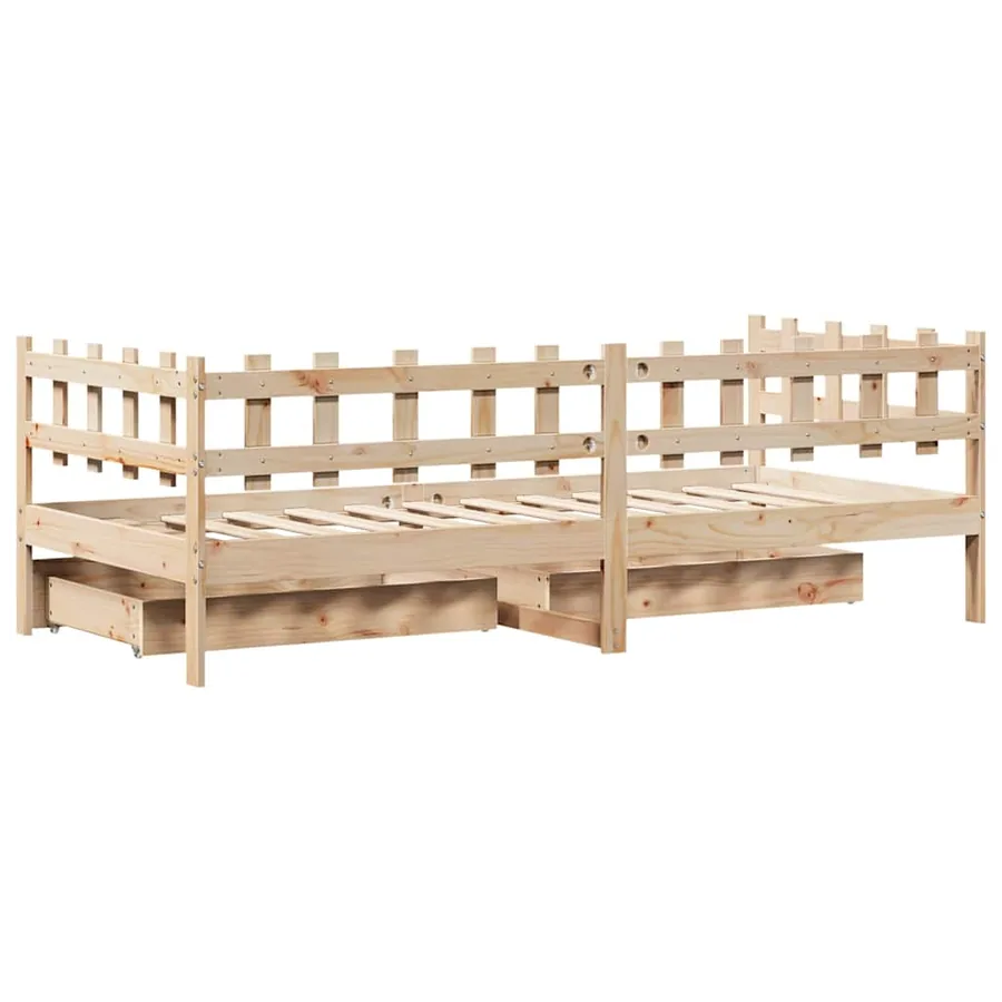Lit de jour avec tiroirs sans matelas 90x200 cm bois massif - 8