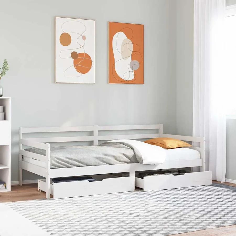 Lit de jour avec tiroirs sans matelas 90x200 cm bois massif