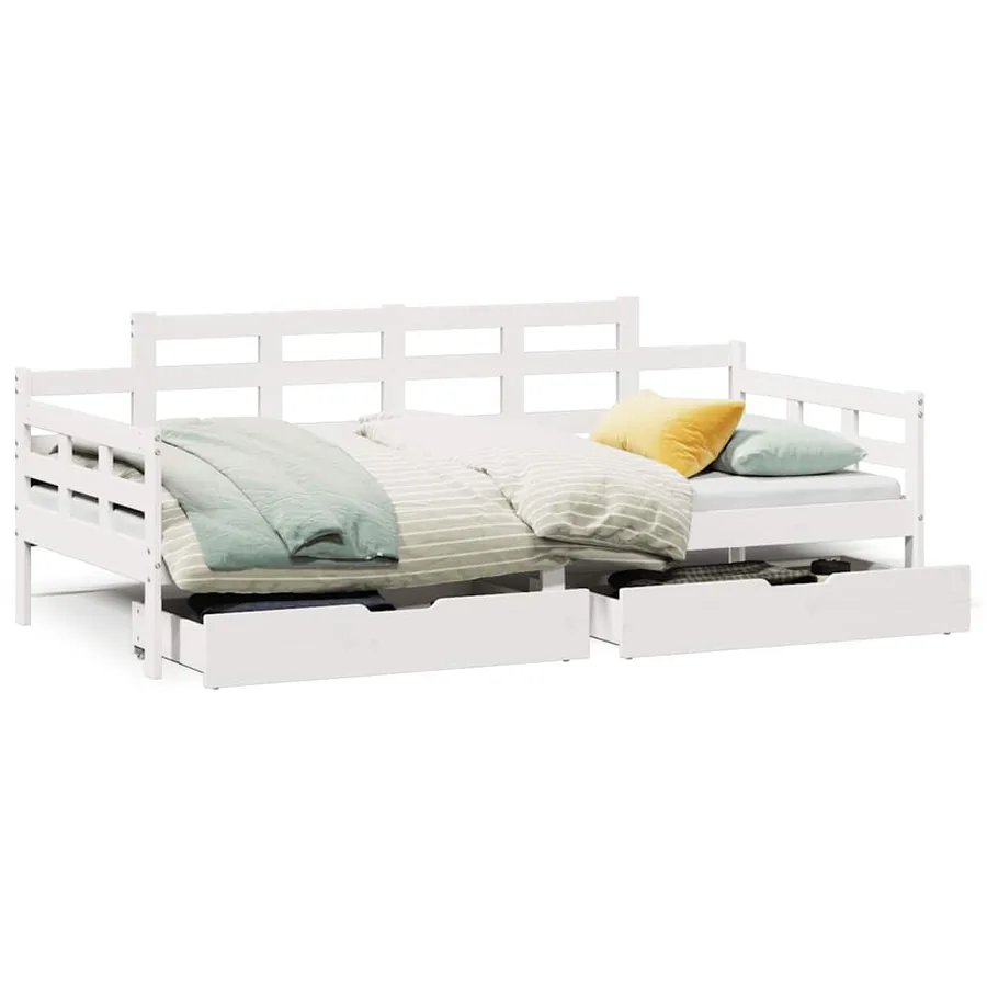 Lit de jour et tiroirs sans matelas blanc 80x200 cm bois massif - 2