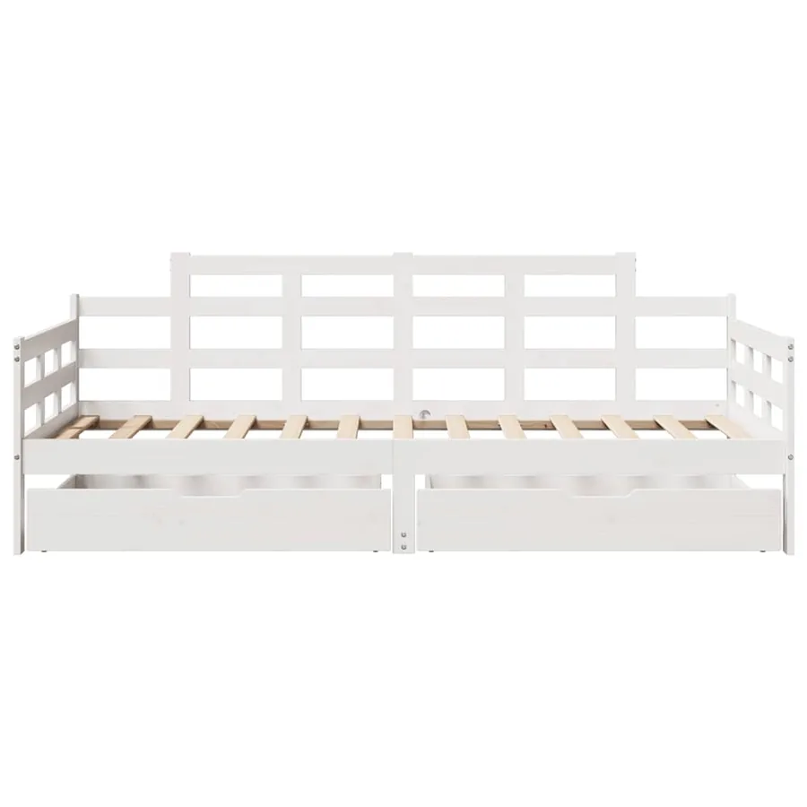 Lit de jour et tiroirs sans matelas blanc 80x200 cm bois massif - 4