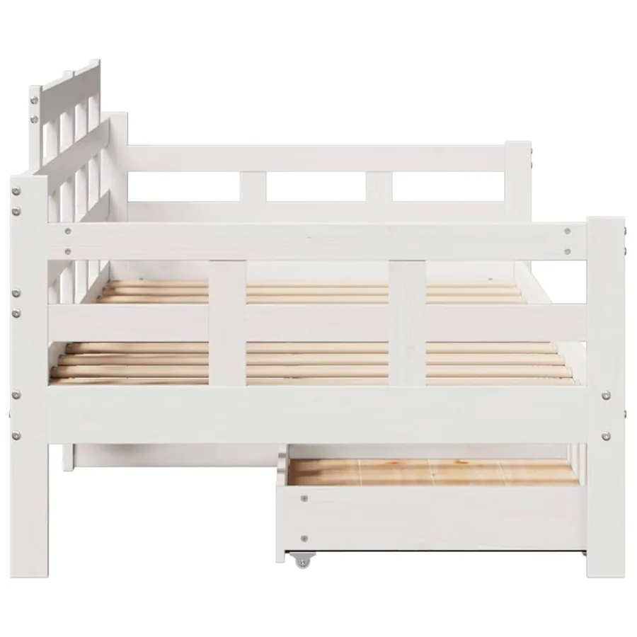 Lit de jour et tiroirs sans matelas blanc 80x200 cm bois massif - 5