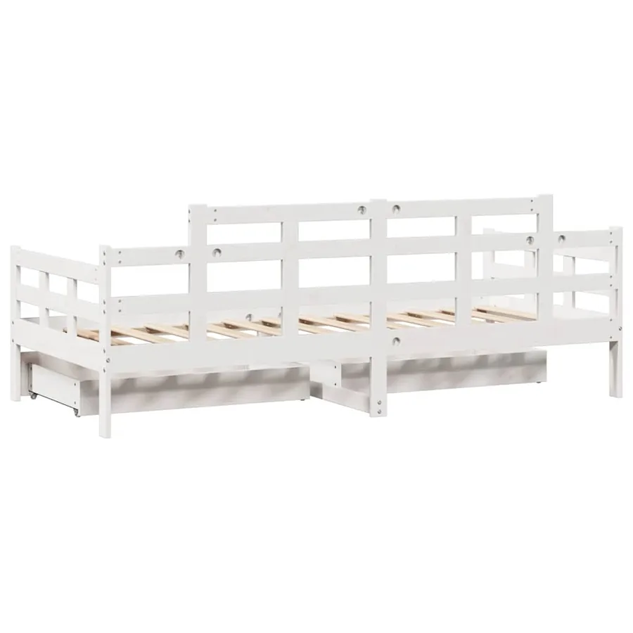 Lit de jour et tiroirs sans matelas blanc 80x200 cm bois massif - 6