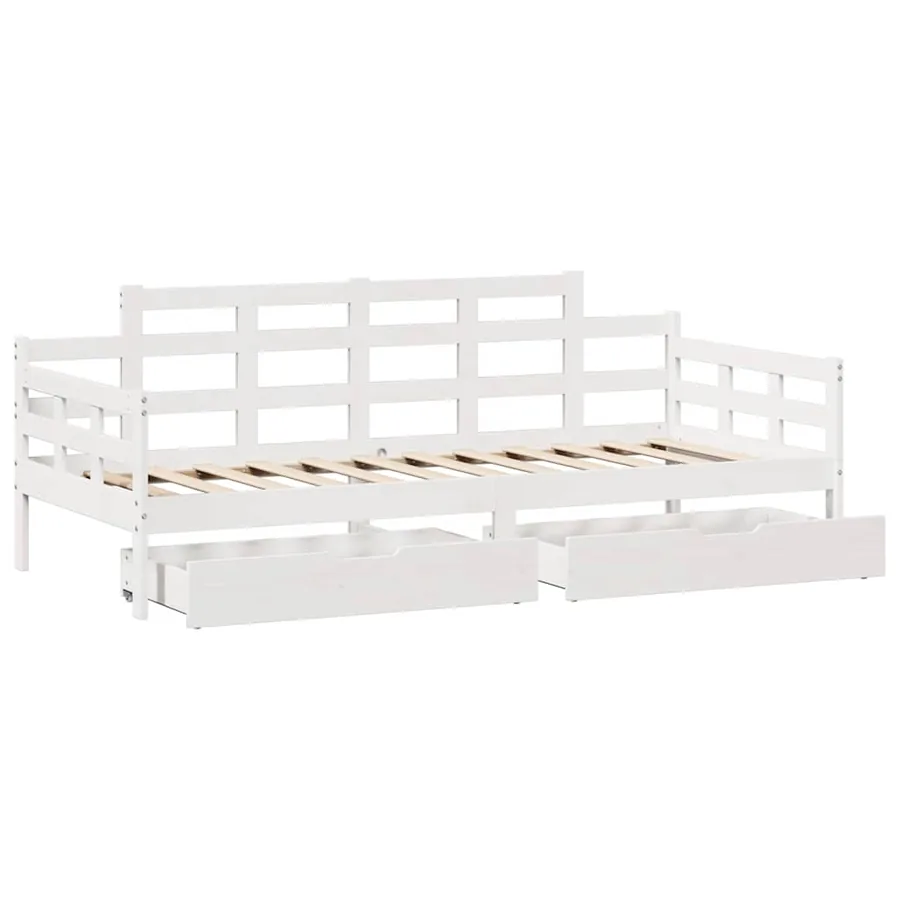 Lit de jour et tiroirs sans matelas blanc 80x200 cm bois massif - 9