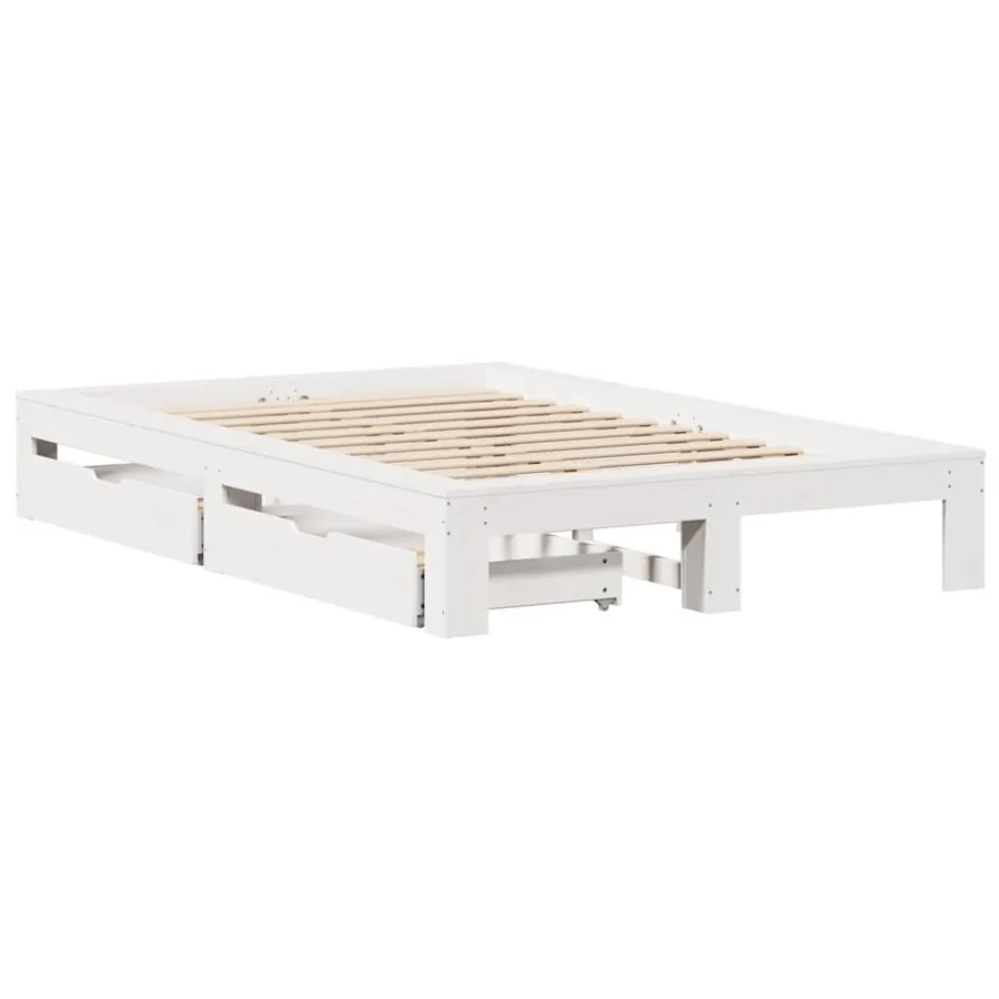 Cadre de lit sans matelas blanc 120x200 cm bois de pin massif - 3