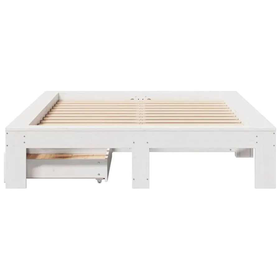 Cadre de lit sans matelas blanc 120x200 cm bois de pin massif - 4