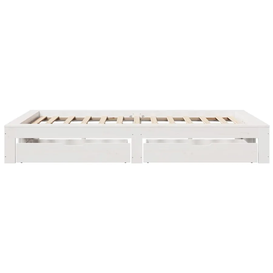 Cadre de lit sans matelas blanc 120x200 cm bois de pin massif - 7