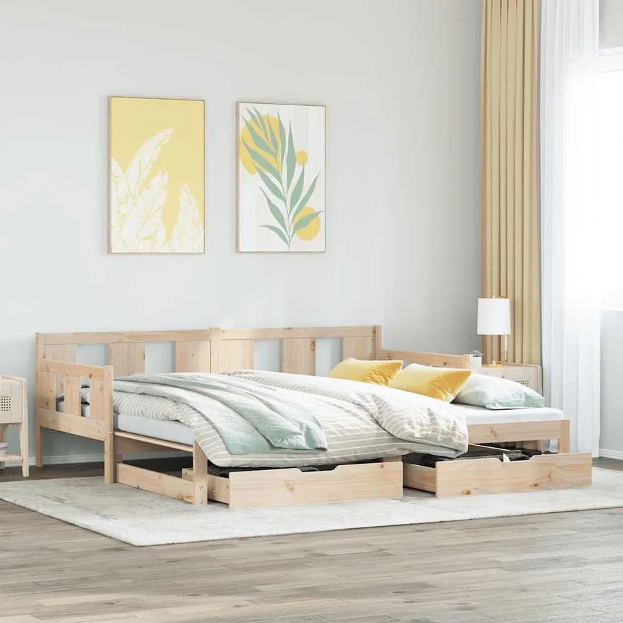 Lit de jour avec gigogne et tiroirs sans matelas 80x200 cm