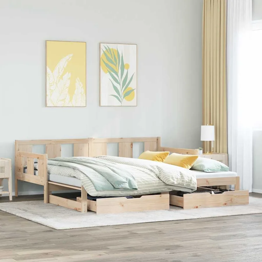 Lit de jour avec gigogne et tiroirs sans matelas 90x200 cm