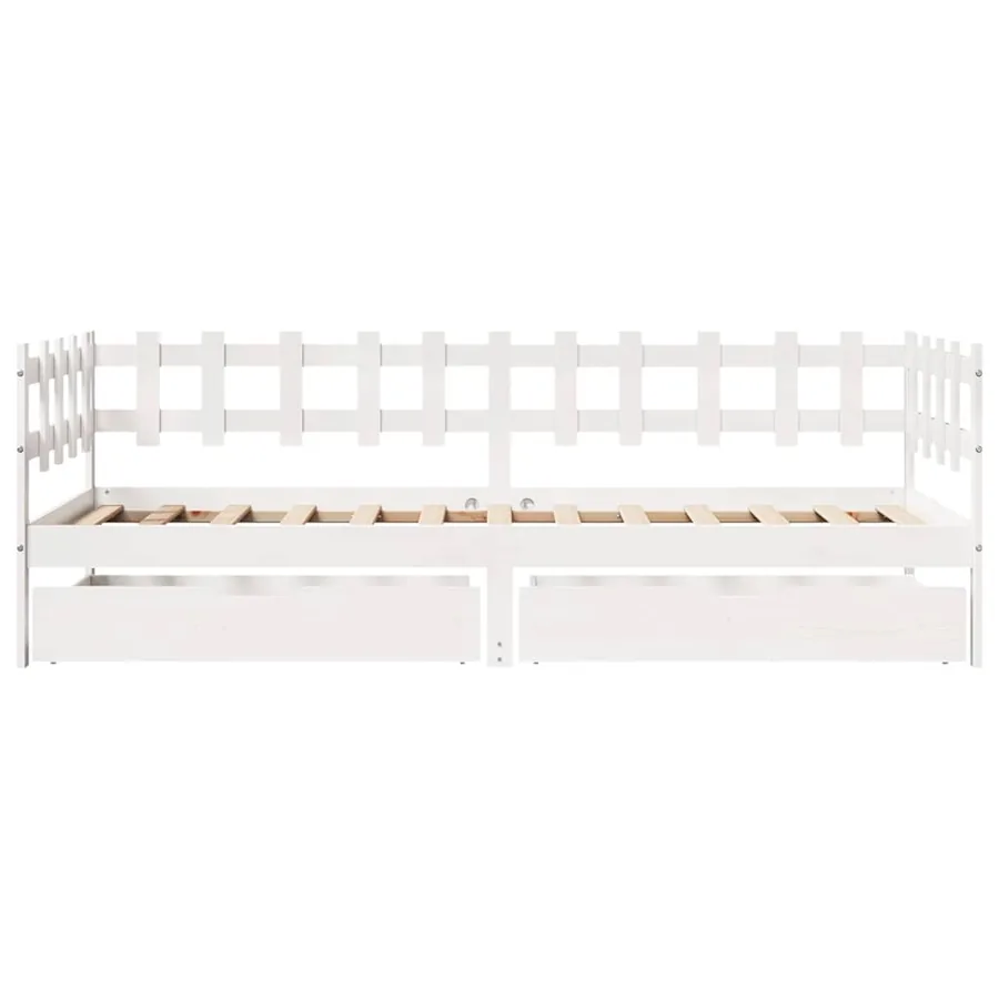 Lit de jour et tiroirs sans matelas blanc 90x200 cm bois massif - 4