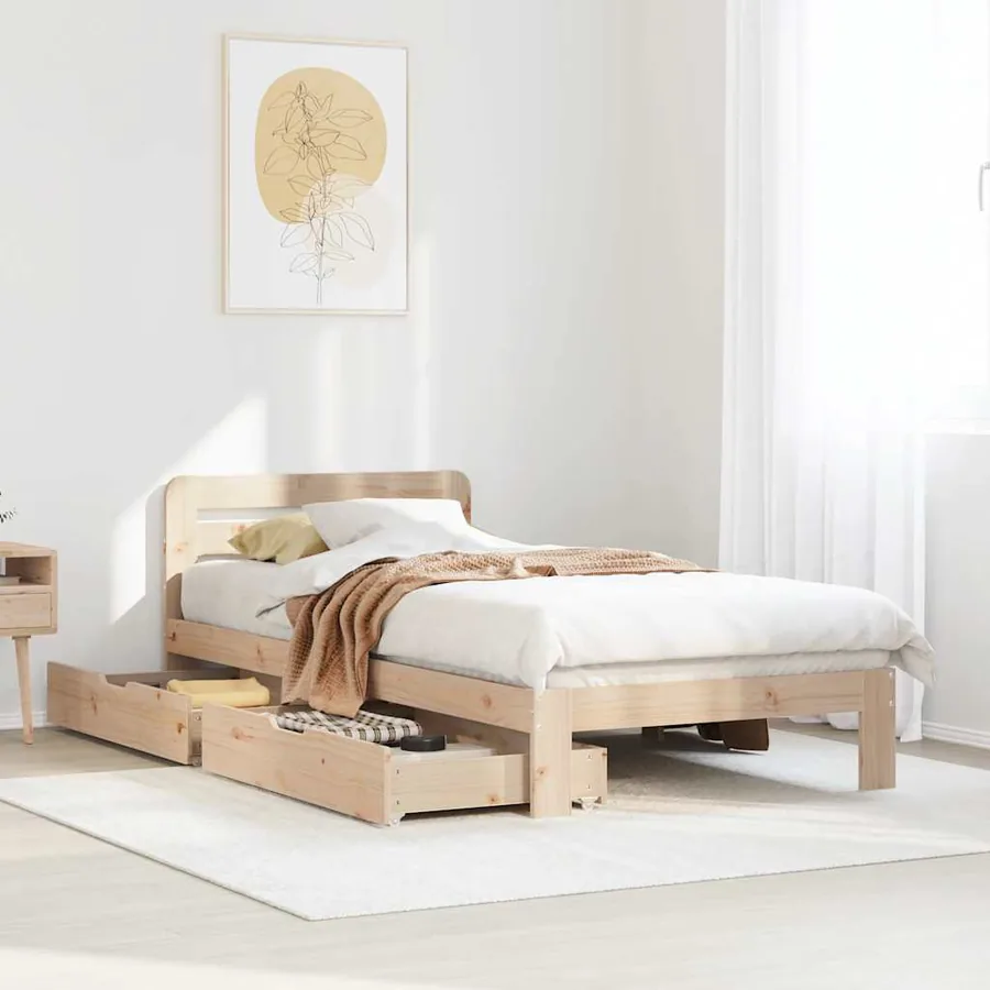 Cadre de lit sans matelas 90x200 cm bois de pin massif