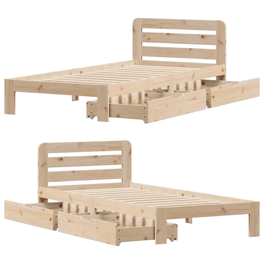 Cadre de lit sans matelas 90x200 cm bois de pin massif - 9