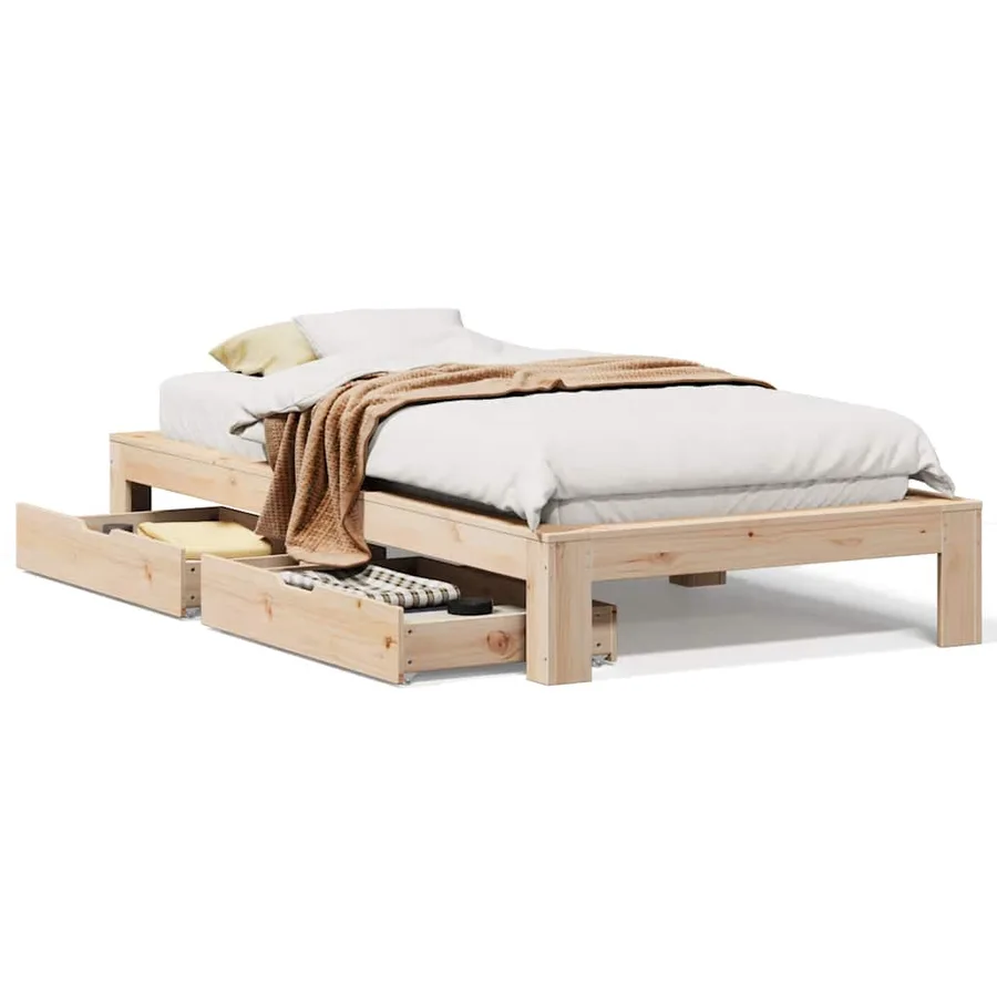 Cadre de lit sans matelas 90x200 cm bois de pin massif - 2