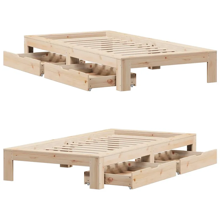 Cadre de lit sans matelas 90x200 cm bois de pin massif - 9