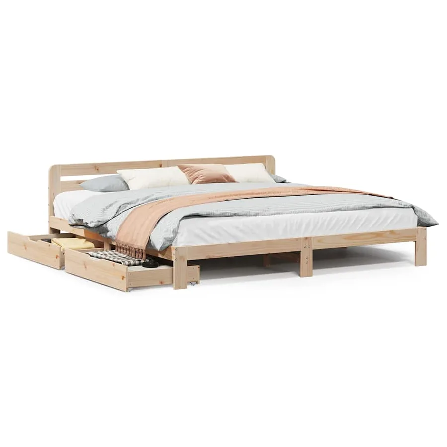 Cadre de lit sans matelas 200x200 cm bois massif de pin - 2