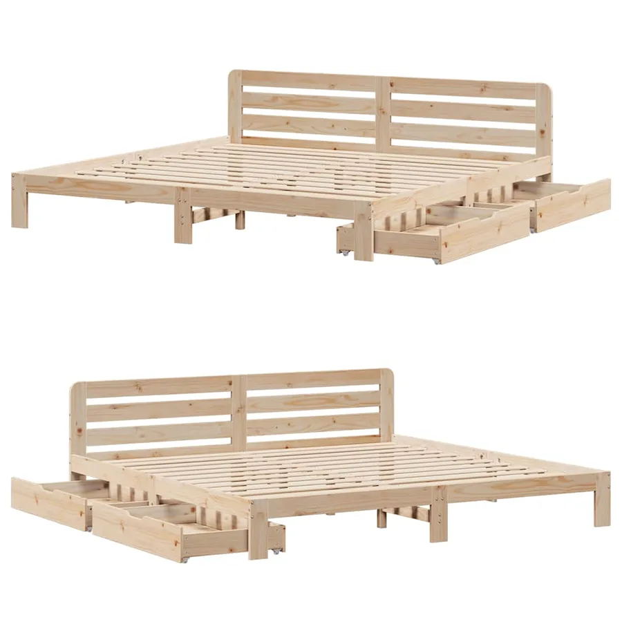 Cadre de lit sans matelas 200x200 cm bois massif de pin - 9