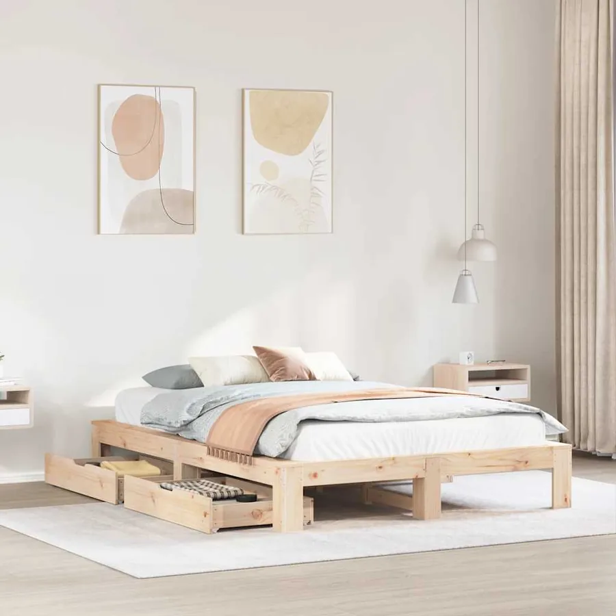 Cadre de lit sans matelas 150x200 cm bois de pin massif