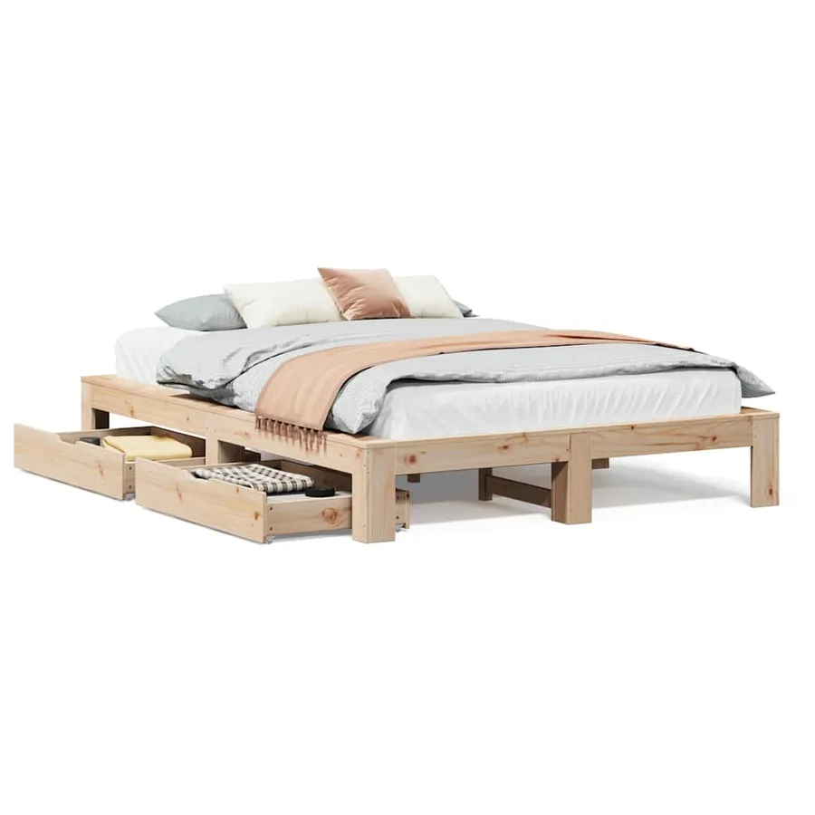 Cadre de lit sans matelas 150x200 cm bois de pin massif - 2