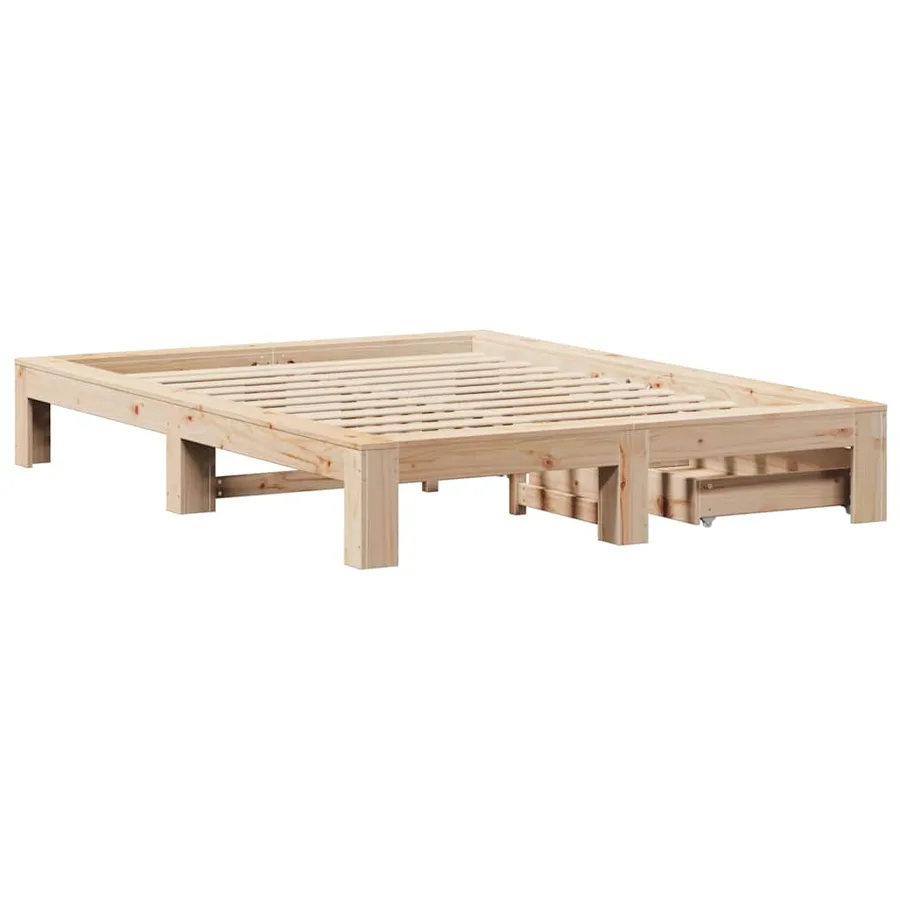 Cadre de lit sans matelas 150x200 cm bois de pin massif - 8